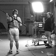 Shooting one of the background plates for Charlie's dual-role fight scene.